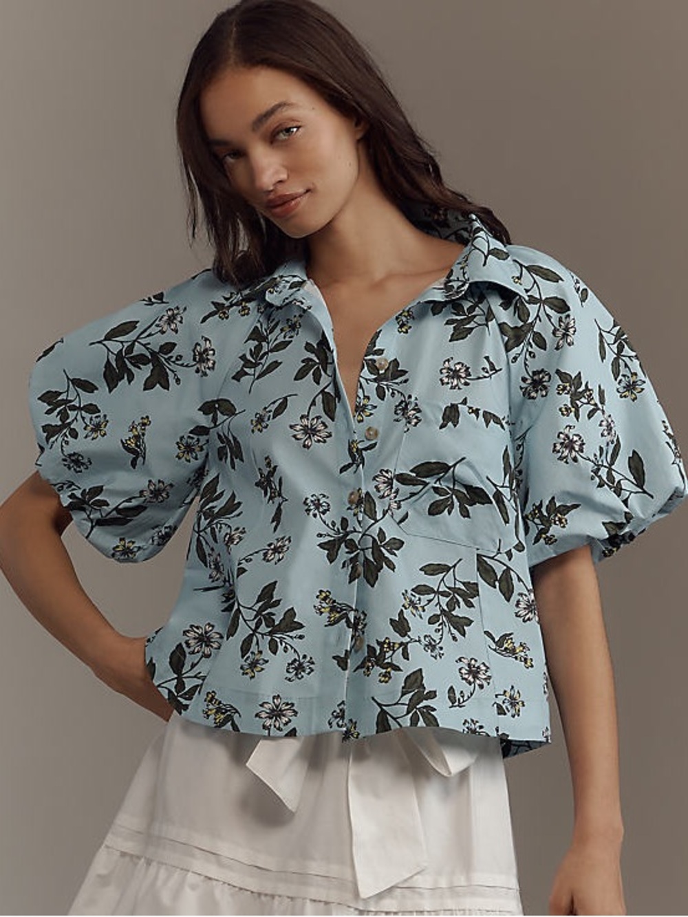 Maeve Zooey Bubble-Sleeve Blouse from Anthropologie